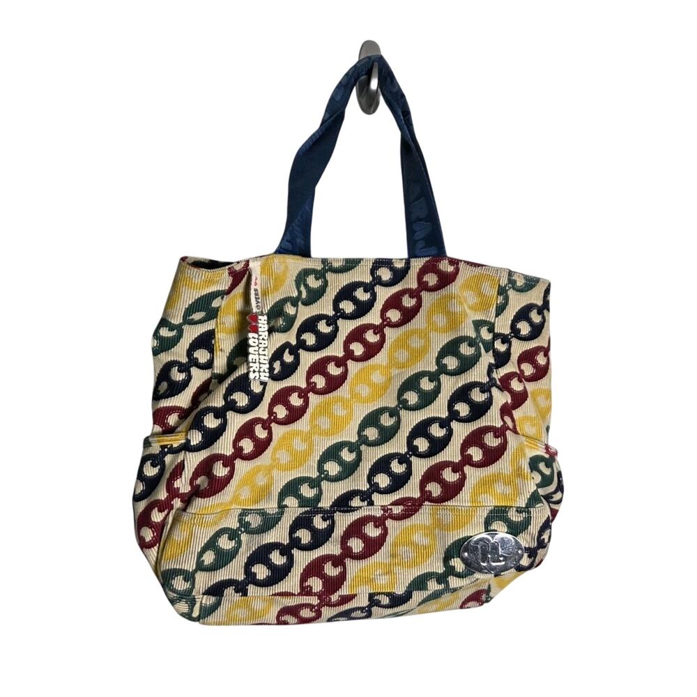 HaraJuku Lovers Tote Bag Purse Corduroy Chain Pattern Colorful‎ Large Pockets